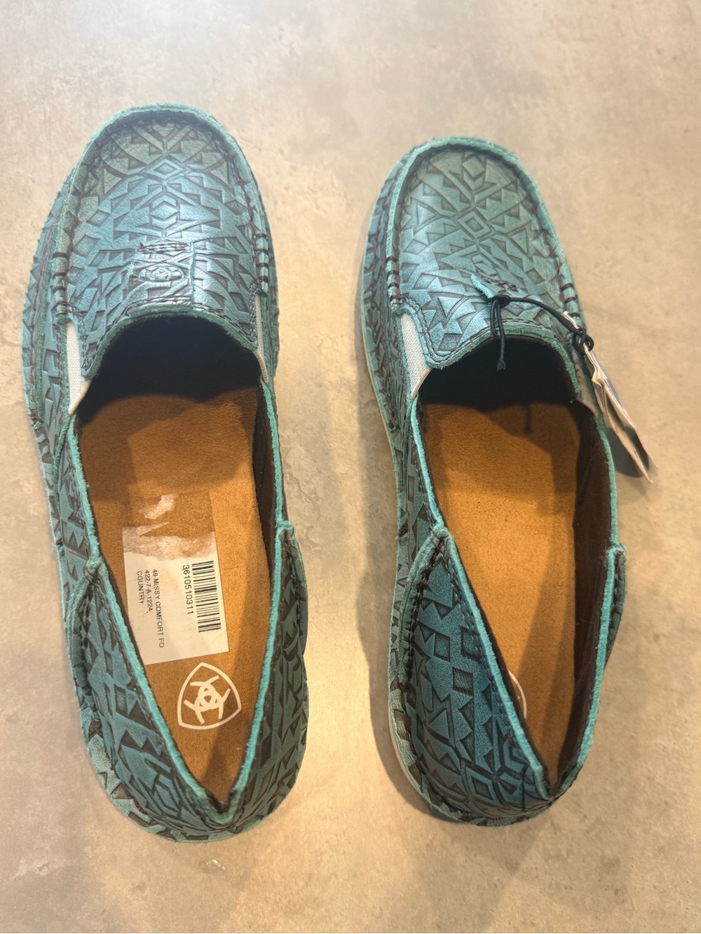 Ariat Teal Geometric Slip-On Loafers - Picture 2 of 8